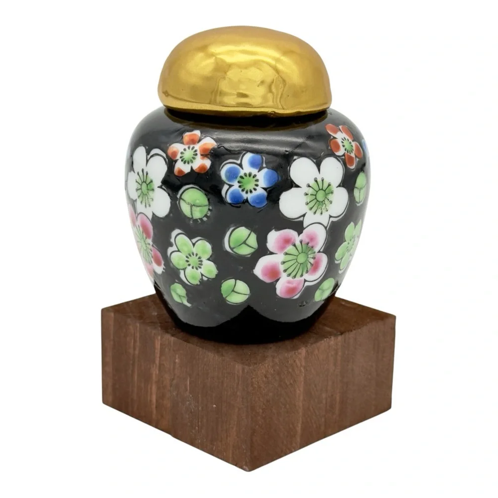Japanese Porcelain Ginger Jar Kintsugi Art Lid Mini Personal Growth Gift Vintage